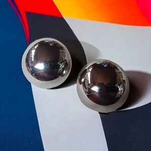 Giant silver ball stud earrings